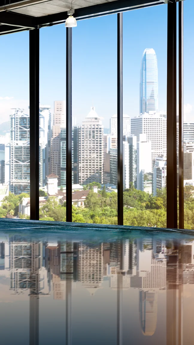 City skyline seen from a high-rise office