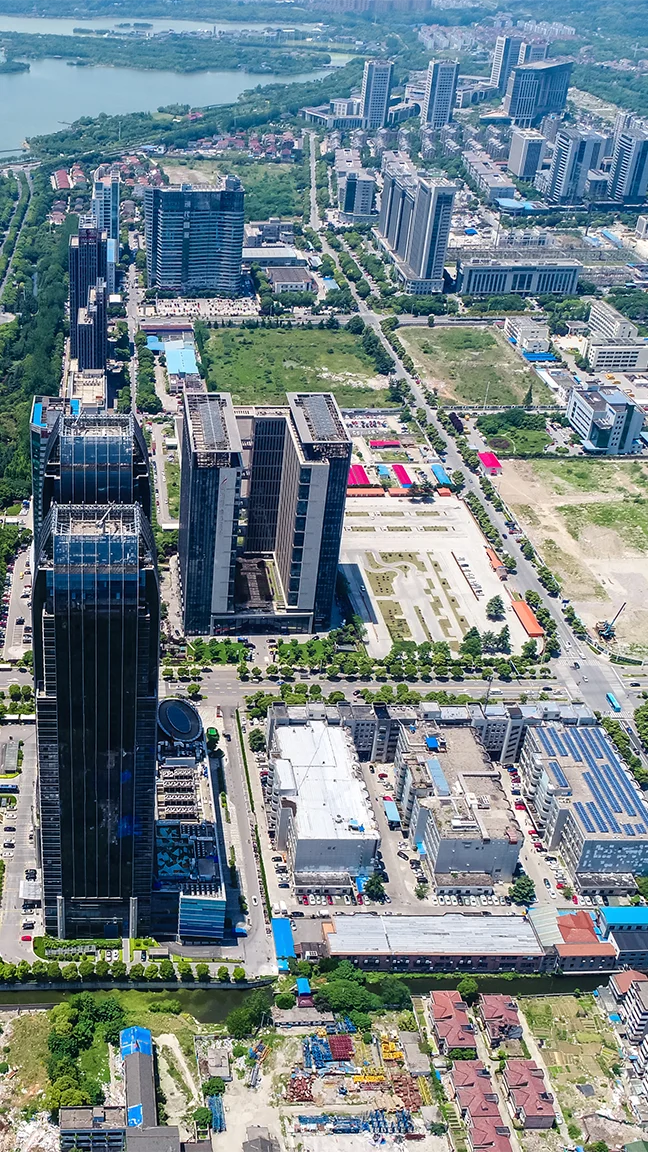 Aerial view of an industrial and technology park